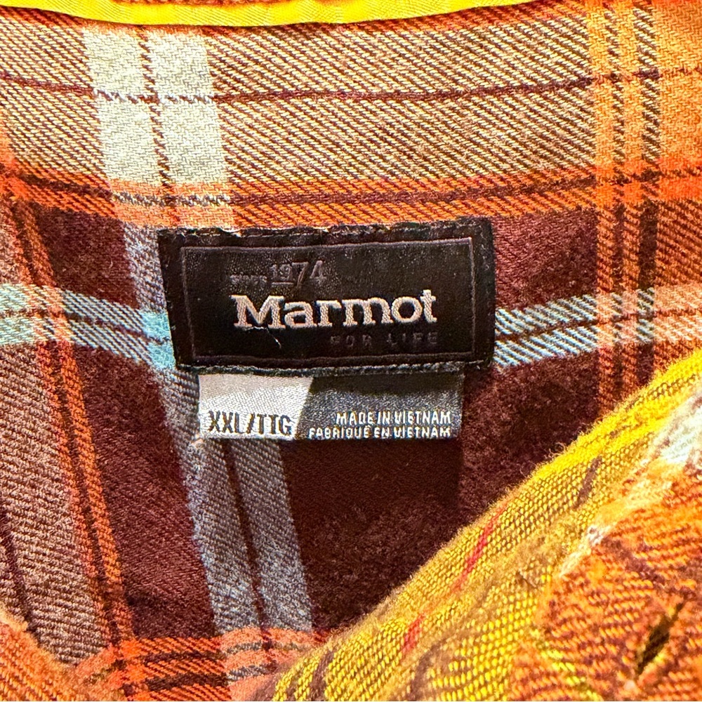 Men's Marmot Yellow and Blue Plaid Shirt - Picture 4 of 11